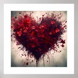 ハートが赤く咲き乱れる ポスター