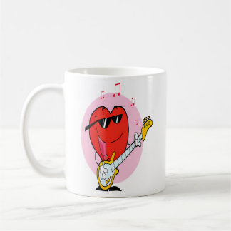 ハートが音楽を奏でるバレンタインTシャツ メンズ レディース コーヒーマグカップ