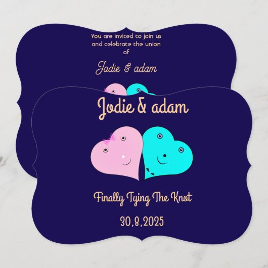 ハートさん夫妻 招待状 (正面/裏面)