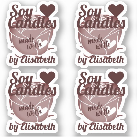 ハートしょうゆで作ったダークレッドのローズグラフィック シール (正面)