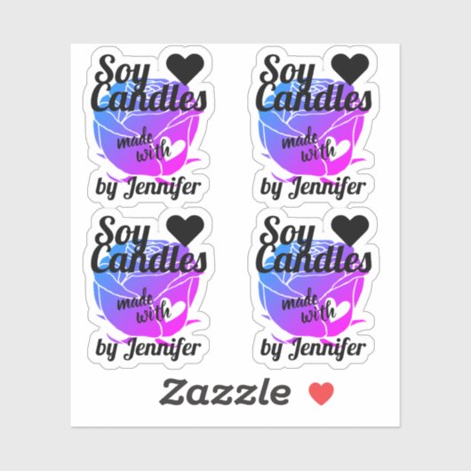 ハートしょうゆで作ったブルーピンクパープルバラ シール (シート)