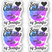 ハートしょうゆで作ったブルーピンクパープルバラ シール (正面)