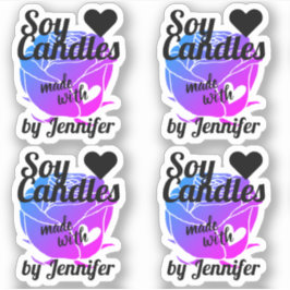 ハートしょうゆで作ったブルーピンクパープルバラ シール