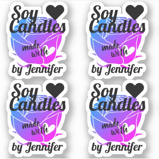 ハートしょうゆで作ったブルーピンクパープルバラ シール (正面)