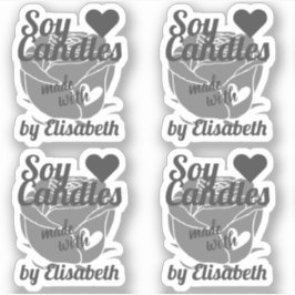 ハートしょうゆキャンドルで作られたシックなグレーバラグラフィック シール