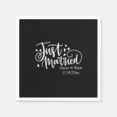ハートたった今結婚しましたスクリプト名ウェディングデー スタンダードカクテルナプキン (正面)