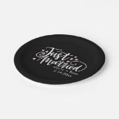 ハートたった今結婚しましたスクリプト名ウェディングデー ペーパープレート (アングル)