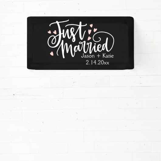 ハートたった今結婚しましたスクリプト名ウェディングデー 横断幕 (インサイチュ)