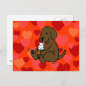 ハートでアイスクリームを舐めるチョコレートラボ ポストカード (正面/裏面)
