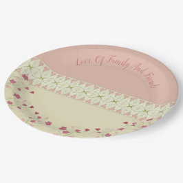 ハートでパターン（の模様が）あるアクセントされた素敵なデザイン ペーパープレート