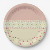 ハートでパターン（の模様が）あるアクセントされた素敵なデザイン ペーパープレート (正面)