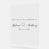 ハートで白黒をミニマル結婚化 アクリルサイン (傾斜)