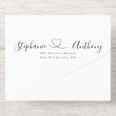 ハートで白黒をミニマル結婚化 オールインワン招待状 (背面)