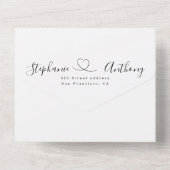 ハートで白黒をミニマル結婚化 オールインワン招待状 (裏面)