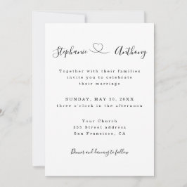 ハートで白黒をミニマル結婚化 招待状