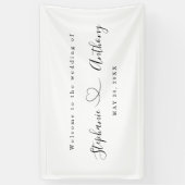 ハートで白黒をミニマル結婚化 横断幕 (縦)