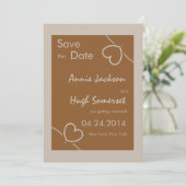ハートで結ばれた - 結婚式の日程お知らせカード 招待状 (スタンド正面)