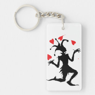 ハートで遊ぶ怖いピエロ キーホルダー