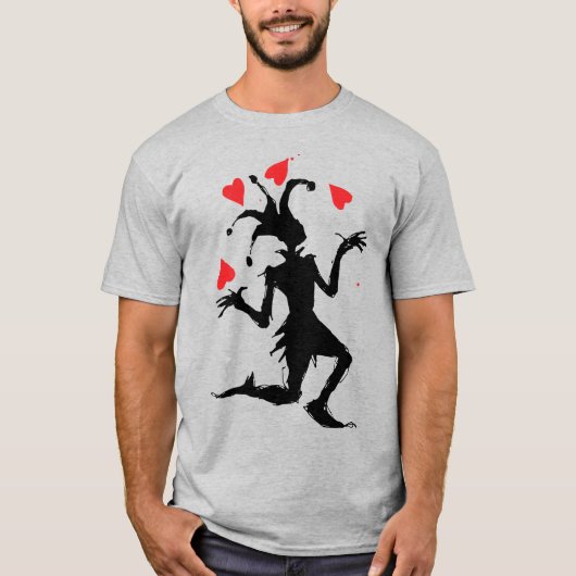 ハートで遊ぶ怖いピエロ Tシャツ (正面)