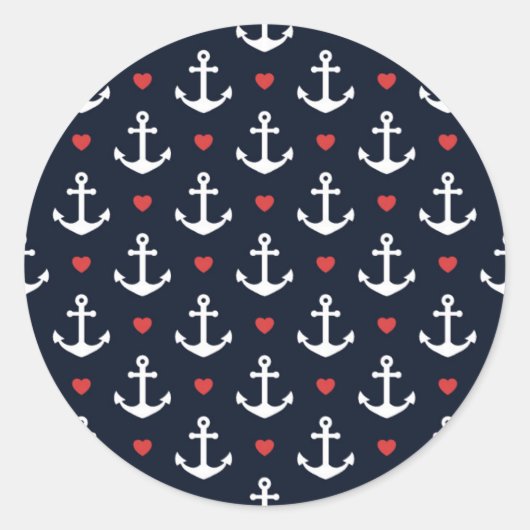 ハートといかりパターン ラウンドシール (正面)