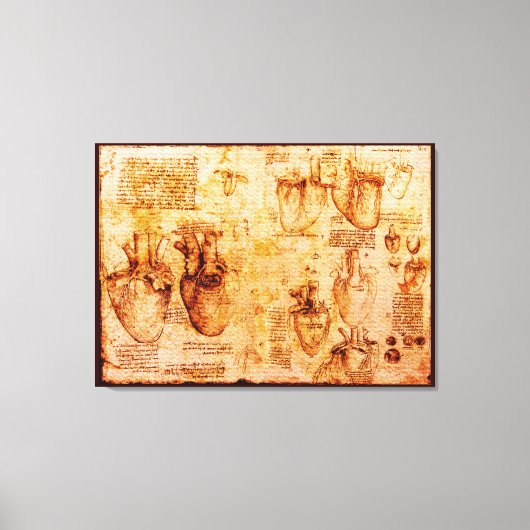 ハートとその血管,茶色 キャンバスプリント (正面)