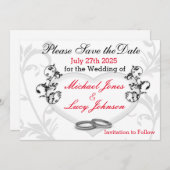 ハートとつる植物日付カードの保存 セーブザデート (正面/裏面)