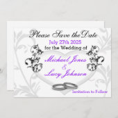 ハートとつる植物日付カードの保存 セーブザデート (正面/裏面)