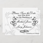 ハートとつる植物日付カードの保存 セーブザデート (正面/裏面)