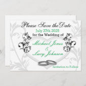 ハートとつる植物日付カードの保存 セーブザデート (正面/裏面)