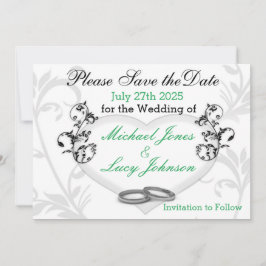 ハートとつる植物日付カードの保存 セーブザデート