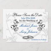 ハートとつる植物日付カードの保存 セーブザデート (正面/裏面)