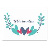 ハートとつる植物結婚のテーブルカード テーブルナンバー (裏面)