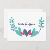 ハートとつる植物結婚のテーブル番号はがき ポストカード (正面/裏面)