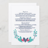 ハートとつる植物結婚の情報カード 招待状 (正面/裏面)