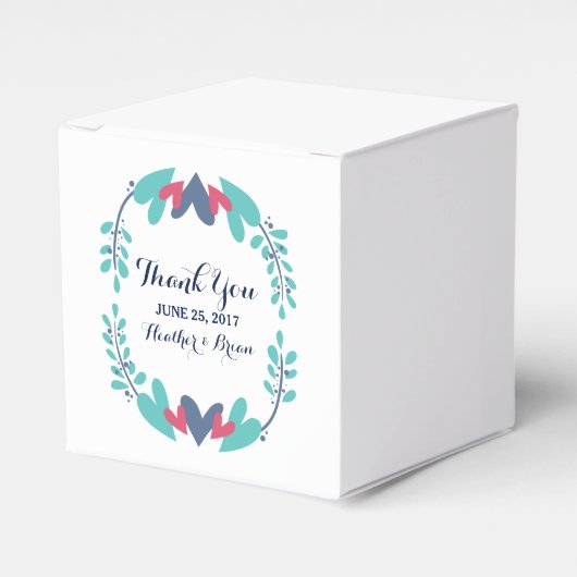 ハートとつる植物結婚式の引き出物ボックス フェイバーボックス (正面サイド)