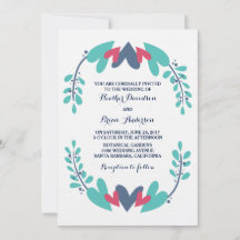 ハートとつる植物結婚式の招待