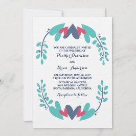 ハートとつる植物結婚式の招待 招待状