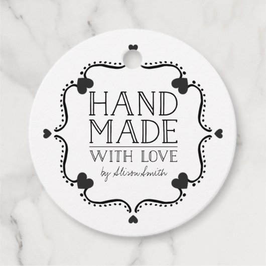 ハートとの愛のラベルで作られた手 フェイバータグ (正面)