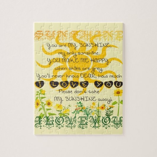 ハートとの黄色の私の日光です ジグソーパズル (縦)