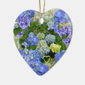 ハートとアジサイ セラミックオーナメント (左)