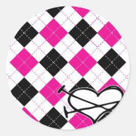 ハートとアーガイル ラウンドシール