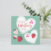 ハートとイチゴ幸せなバレンタインデー シーズンカード (スタンド正面)