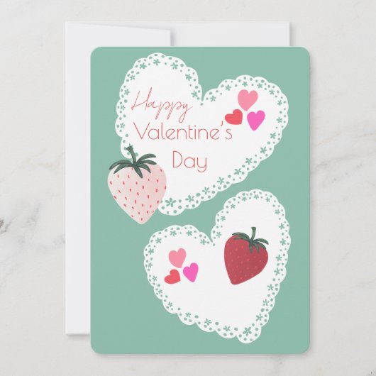 ハートとイチゴ幸せなバレンタインデー シーズンカード (正面)
