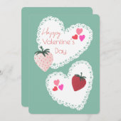 ハートとイチゴ幸せなバレンタインデー シーズンカード (正面/裏面)