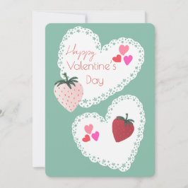 ハートとイチゴ幸せなバレンタインデー シーズンカード