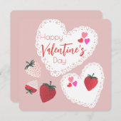 ハートとイチゴ幸せなバレンタインデー シーズンカード (正面/裏面)