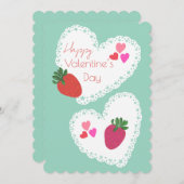 ハートとイチゴ幸せなバレンタインデー シーズンカード (正面/裏面)