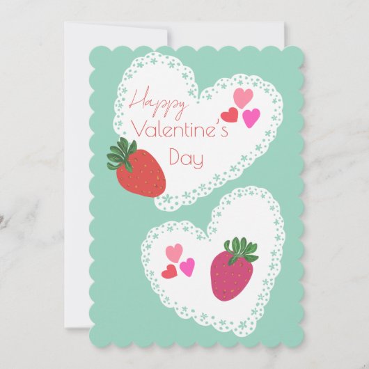 ハートとイチゴ幸せなバレンタインデー シーズンカード (正面)