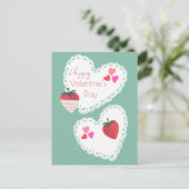 ハートとイチゴ幸せなバレンタインデー シーズンポストカード (スタンド正面)