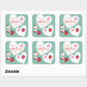 ハートとイチゴ幸せなバレンタインデー スクエアシール (シート)